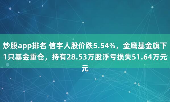 炒股app排名 信宇人股价跌5.54%，金鹰基金旗下1只基金重仓，持有28.53万股浮亏损失51.64万元